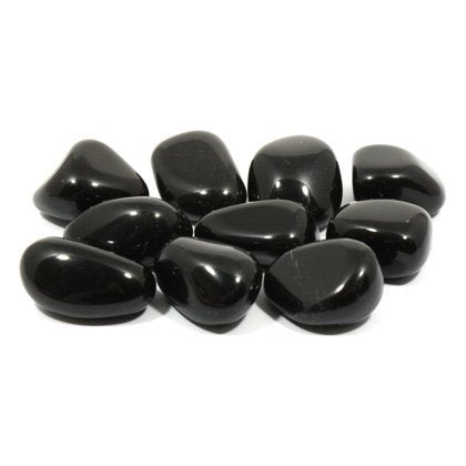CrystalAge Black Obsidian tumble stones pack of 10 for grounding and personal talismans.