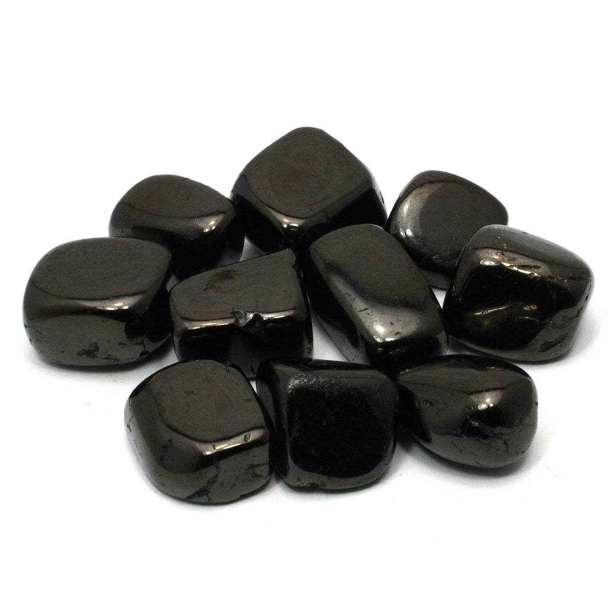 CrystalAge Jet tumble stone for grounding and cleansing energy on the go.