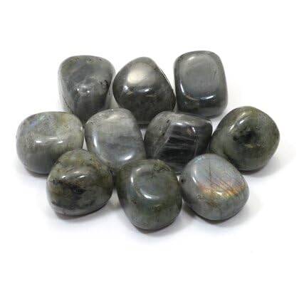 CrystalAge Labradorite tumble stone 20-25mm with iridescent flashes for focus