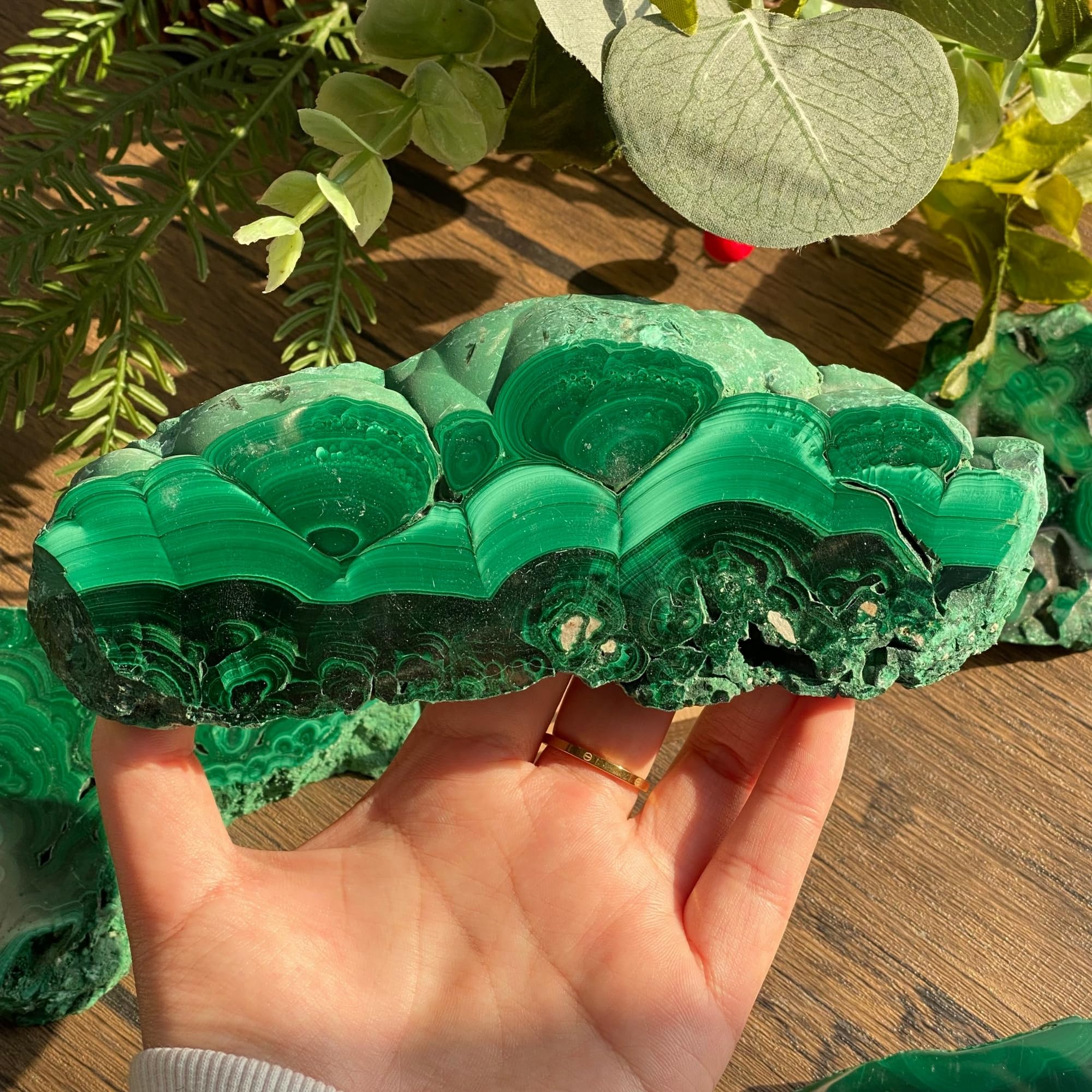 CrystalHola malachite slice natural texture enhances DIY projects