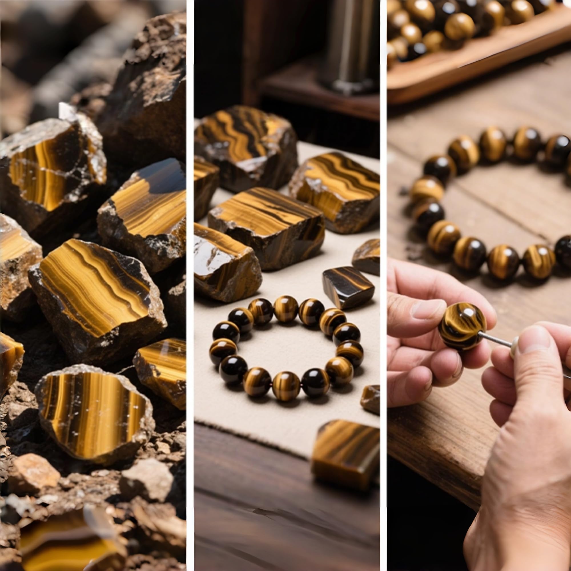 CrystalHouzz Tiger Eye Bracelet on desk for mindful styling.