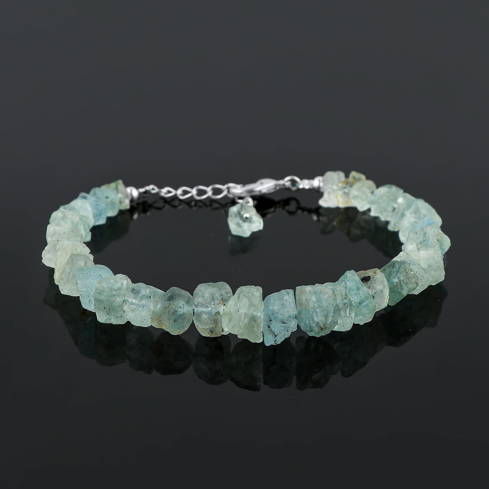 CRYSTALINES handmade aquamarine beads on a delicate bracelet for women