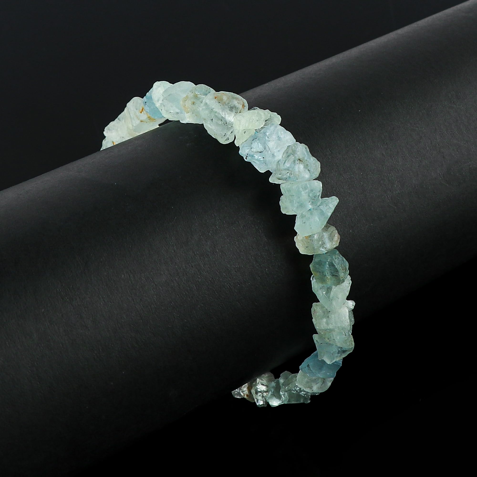 Closeup of CRYSTALINES aquamarine color play demonstrating sea-blue hues