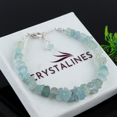 Closeup of CRYSTALINES aquamarine rough beads highlighting unique textures for versatile looks