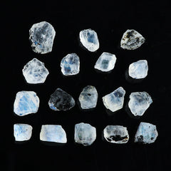 CRYSTALINES Rainbow Moonstone raw stones 10–18mm ideal for wire wrapping and crafting.