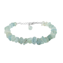 CRYSTALINES raw aquamarine bracelet on an 8-inch chain showing natural color for everyday wear