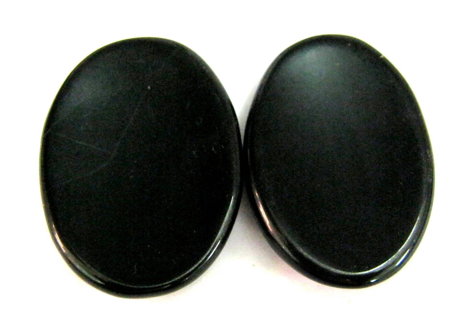 CRYSTALMIRACLE Black Agate Worry Stones set of 2 for calming energy and chakra balance.