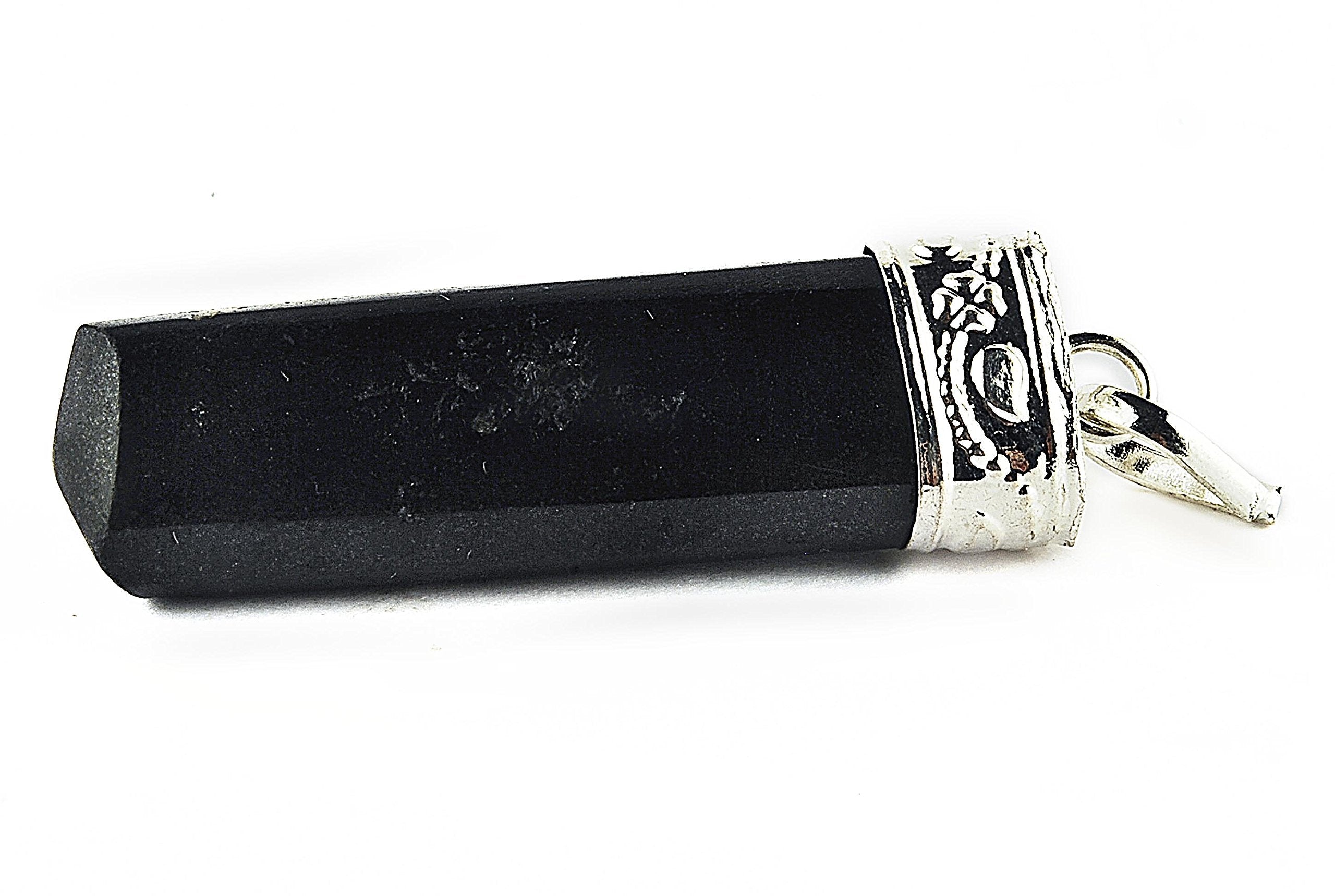 CRYSTALMIRACLE Black Tourmaline Pendant close-up highlighting craftsmanship and texture