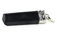CRYSTALMIRACLE Black Tourmaline Pendant close-up highlighting craftsmanship and texture