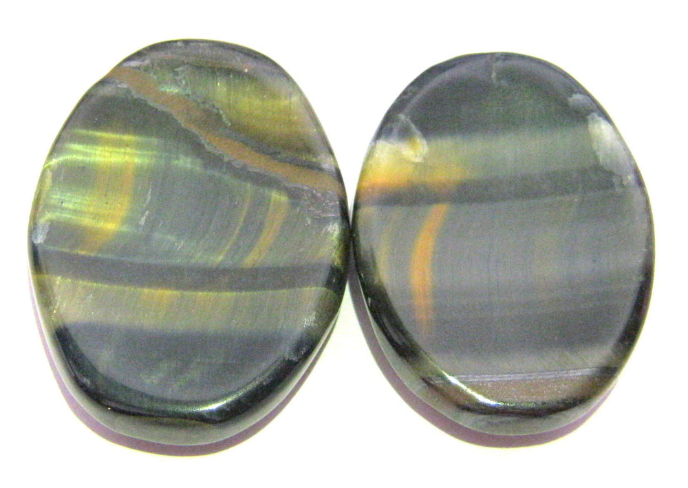 CRYSTALMIRACLE Blue Tiger's Eye Worry Stone pair promoting positive energy and mindfulness