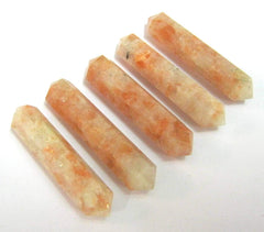 CRYSTALMIRACLE five sunstone double-terminated points for grounding and creative flow.