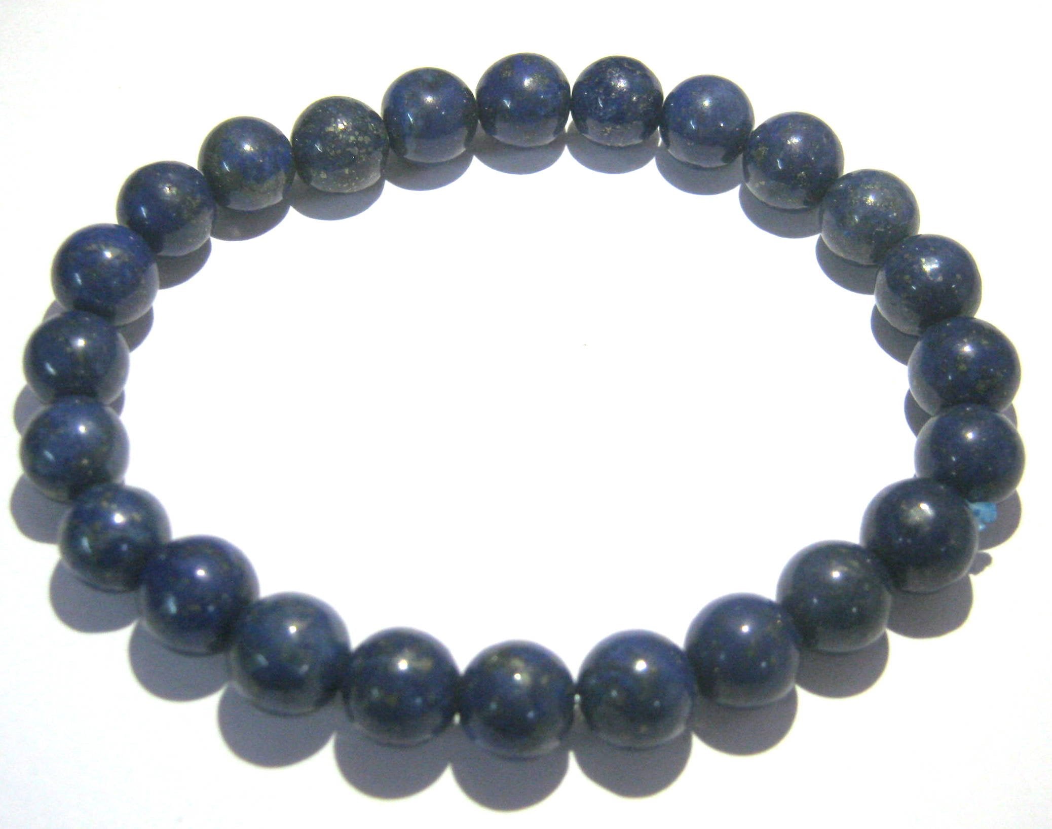 CRYSTALMIRACLE lapis lazuli nylon-string bracelet close-up highlighting durable wear.