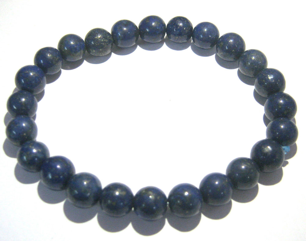 CRYSTALMIRACLE lapis lazuli nylon-string bracelet close-up highlighting durable wear.