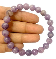 CRYSTALMIRACLE Lepidolite bead detail showing 5-6 mm size