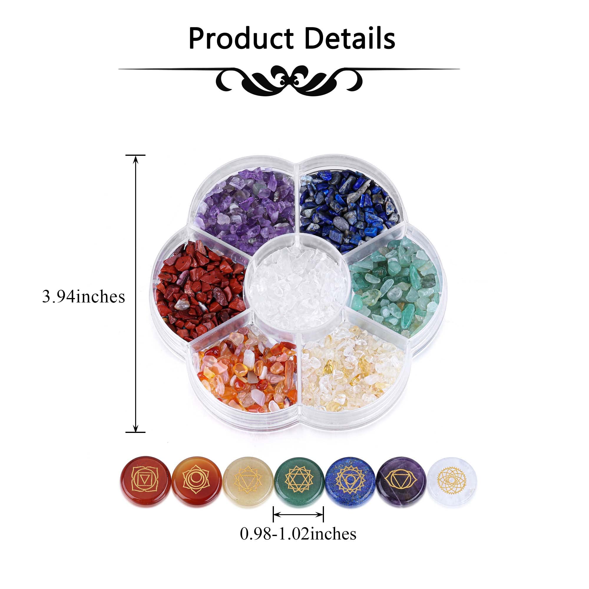 CrystalTears chakra stones in a soft box showcase portable chakra healing on the go.