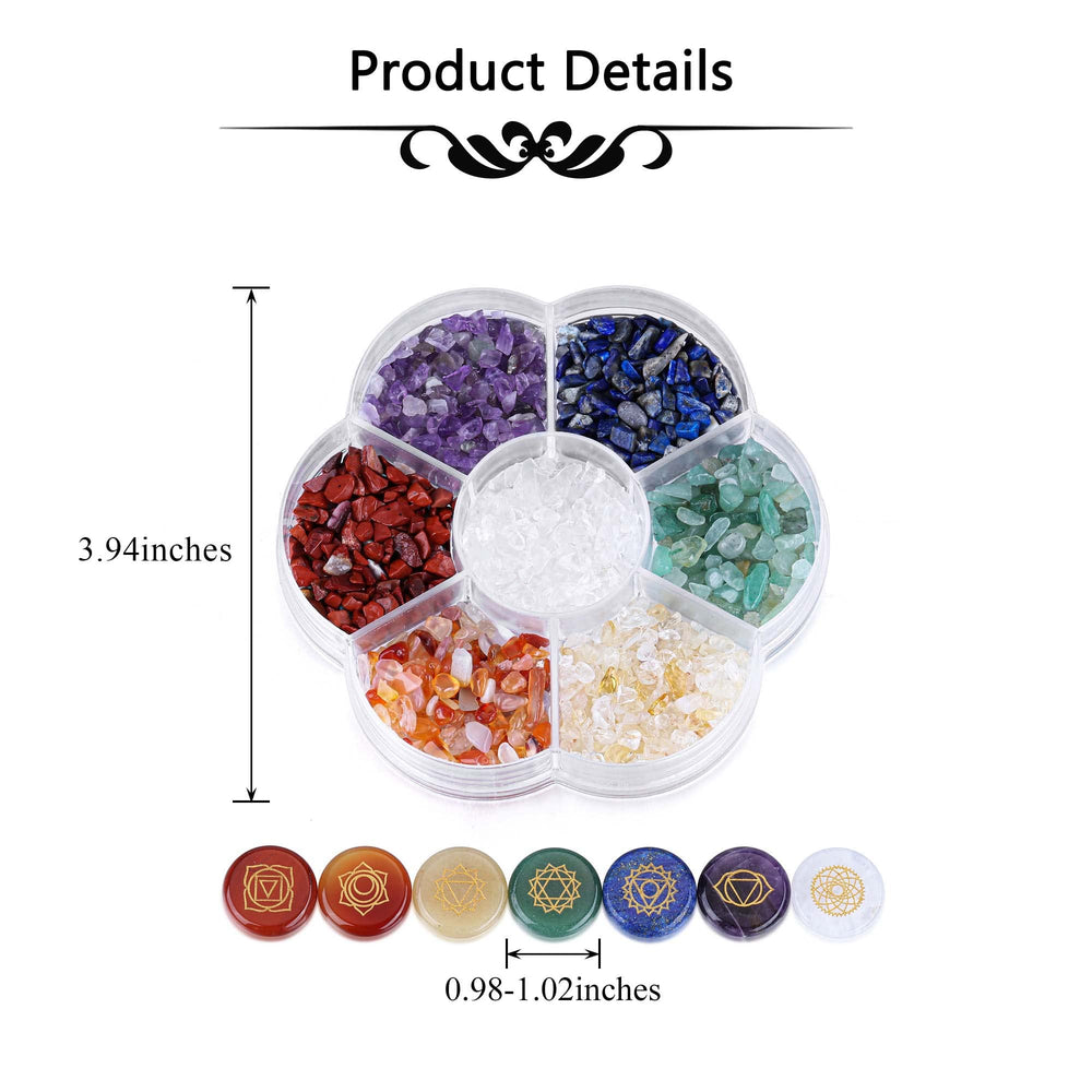 CrystalTears chakra stones in a soft box showcase portable chakra healing on the go.