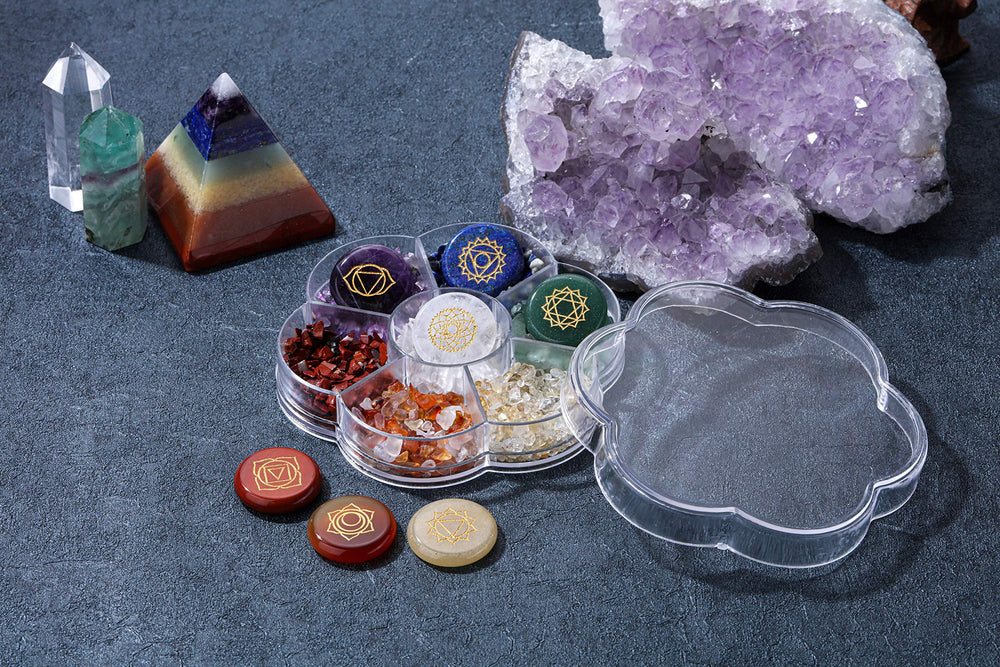 CrystalTears engraved chakra symbols crystal enhances focus during ritual practice.