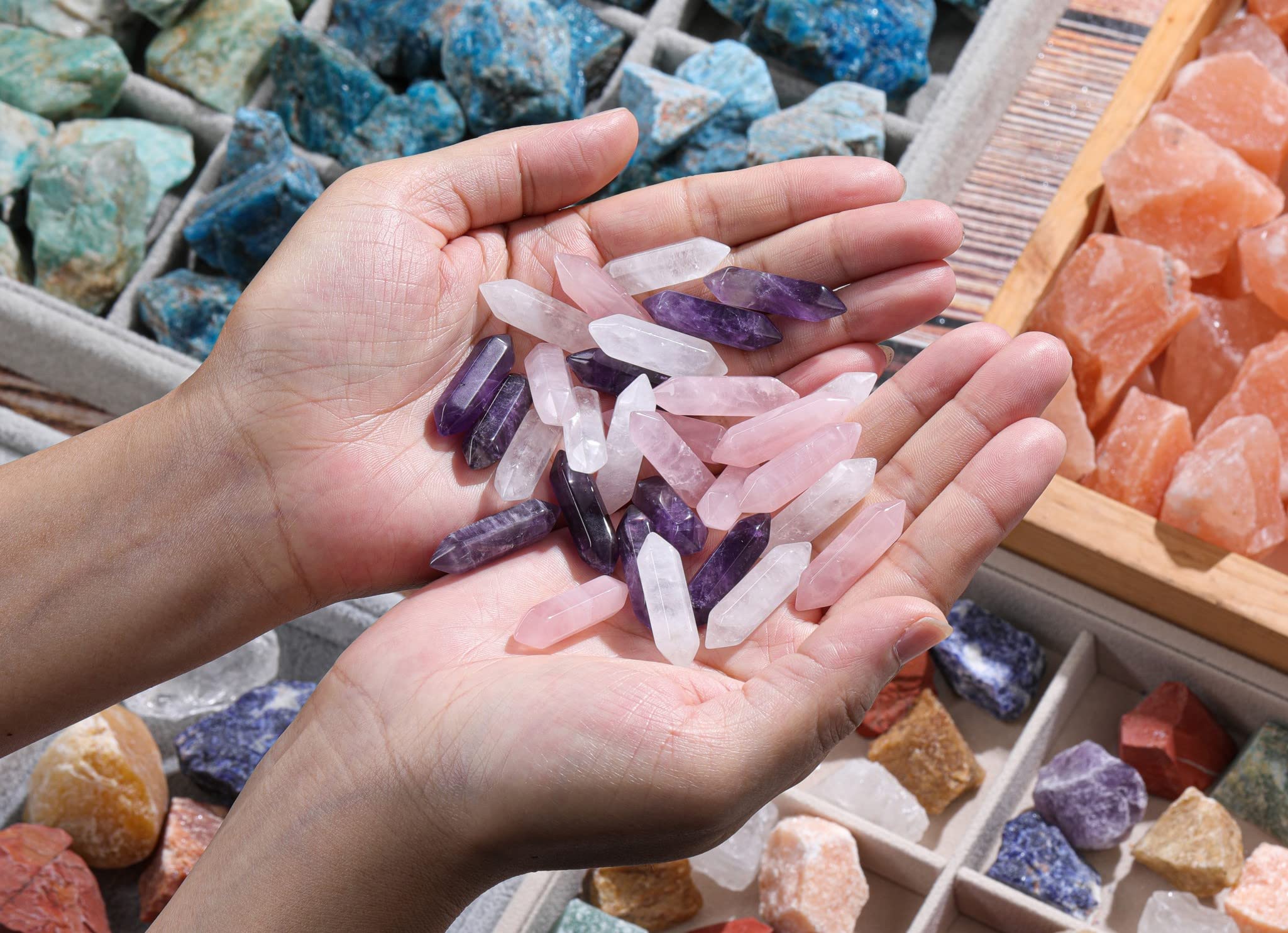 CrystalTears gift box includes rose quartz wand for a mindful gift