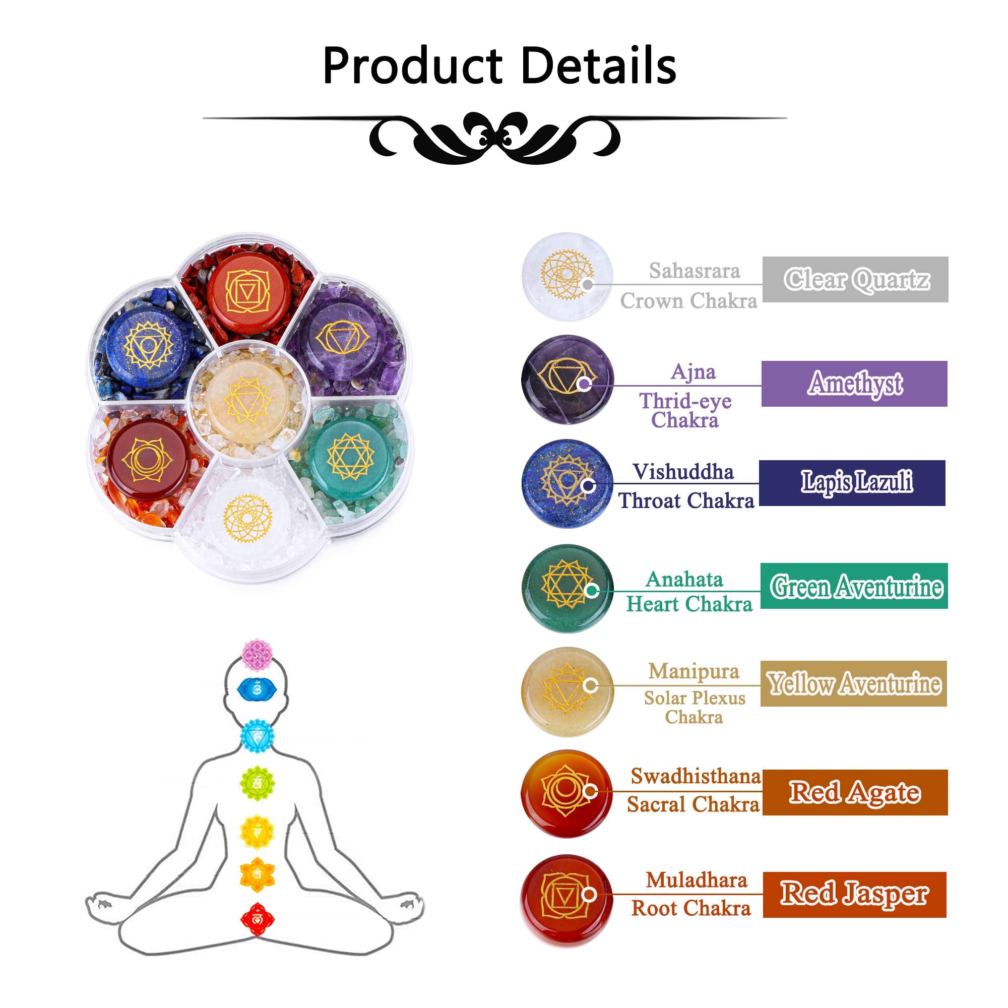 CrystalTears gift-ready chakra stones package great for beginners in crystal practice.