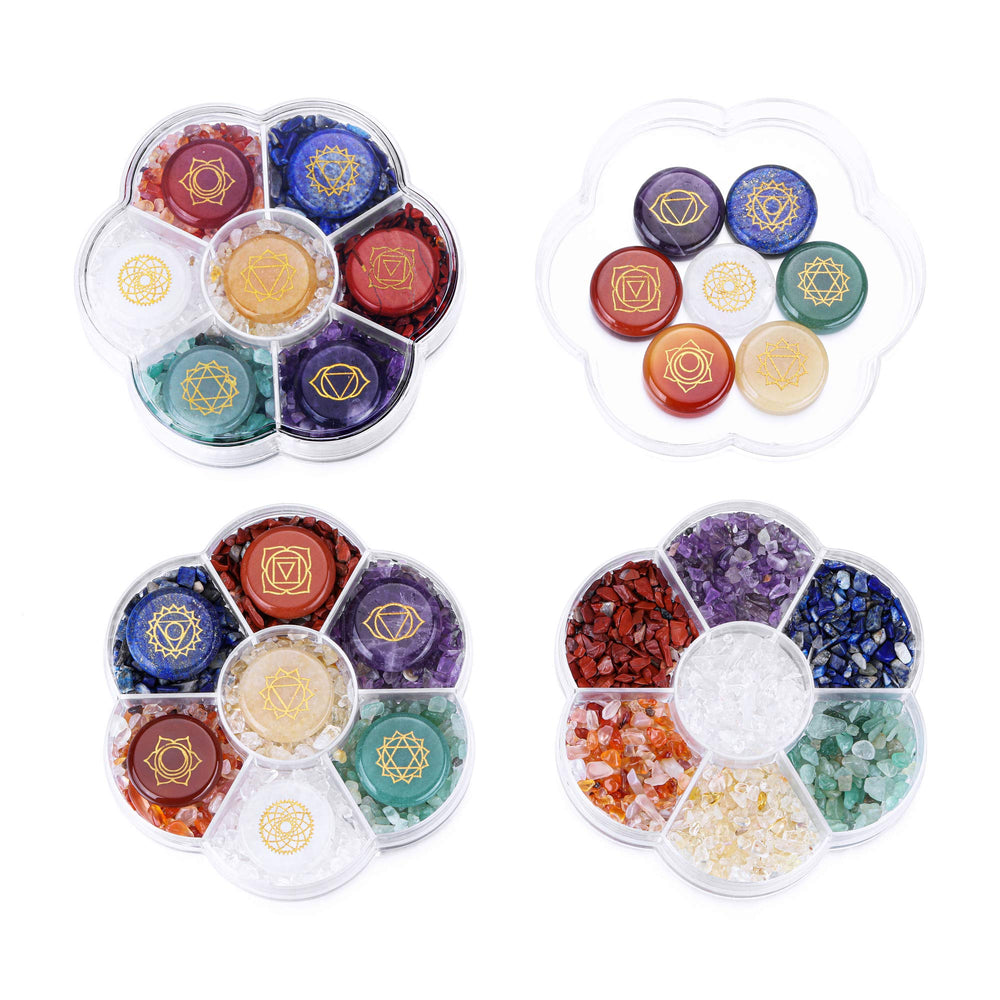 CrystalTears natural quartz chakra stones closeup highlighting colors and vibration.