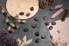 CrystalTears Rose Quartz rune stones close-up for soothing energy and rituals.