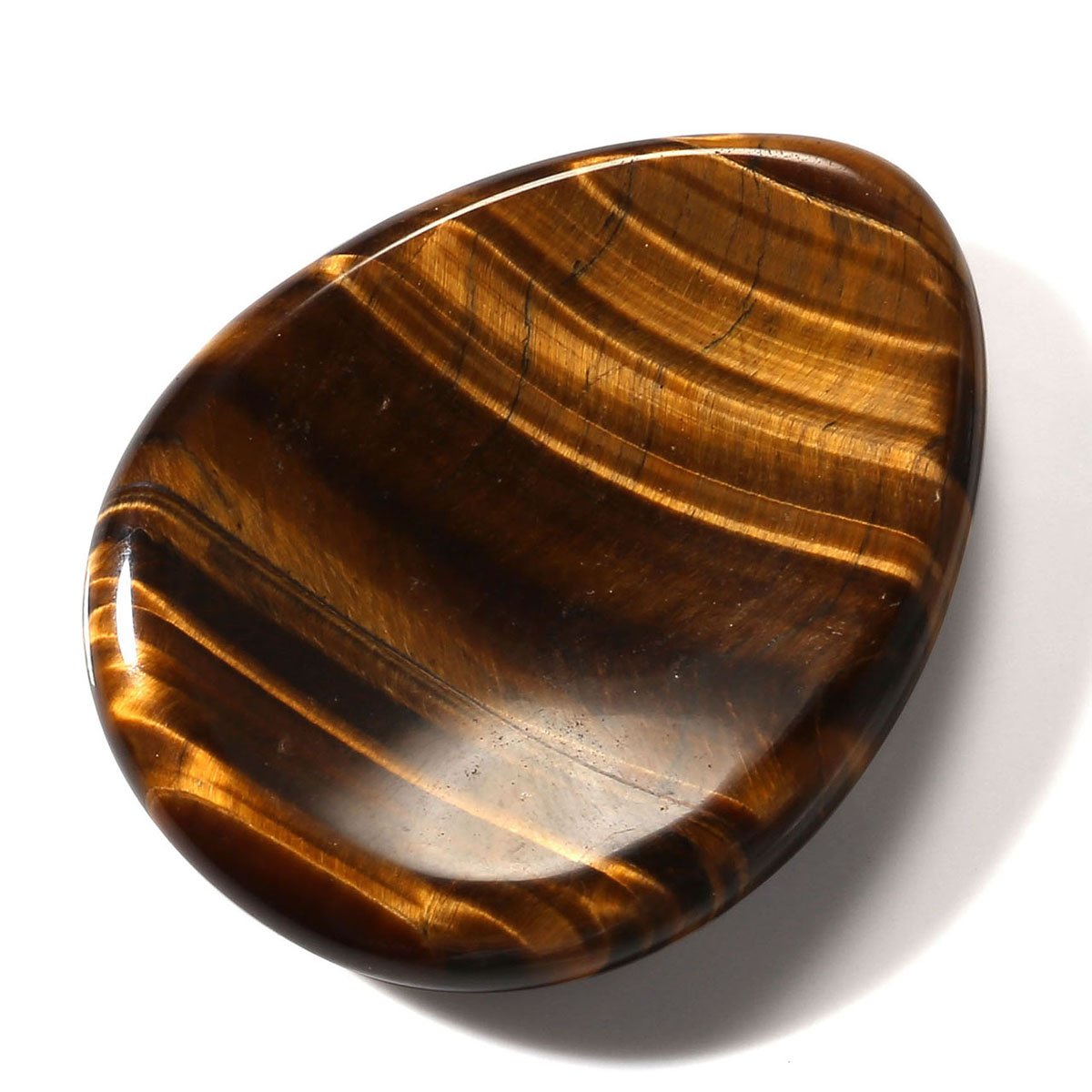 CrystalTears Tiger's Eye thumb worry stone grounding in a compact pocket size
