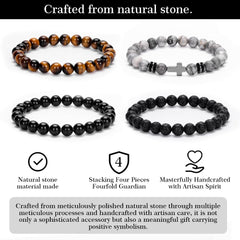 Crystery lava rock bracelet adds rugged texture to outfits.