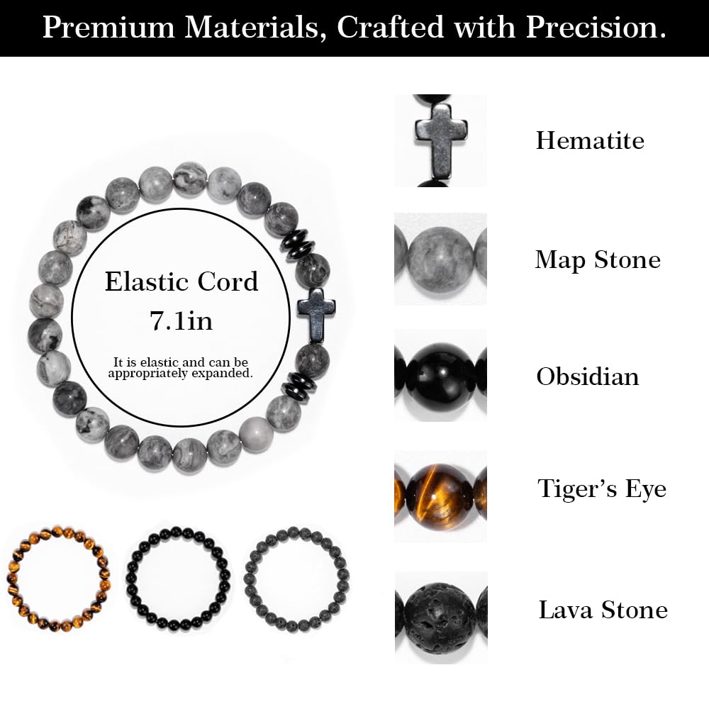 Crystery map stone bracelet shows unique natural patterns.