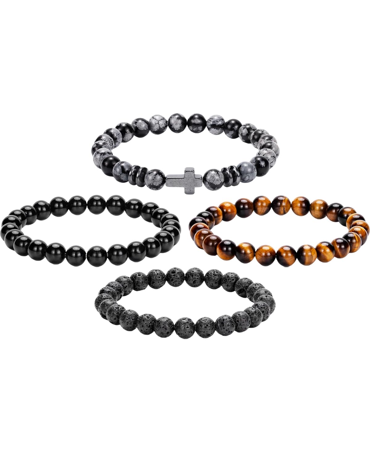 Crystery four-piece natural stone bracelet set, ideal gift option.