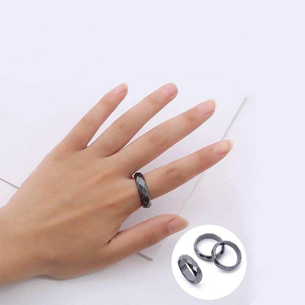 CSIYANJRY99 hematite rings texture close-up: natural surface and smooth finish detail