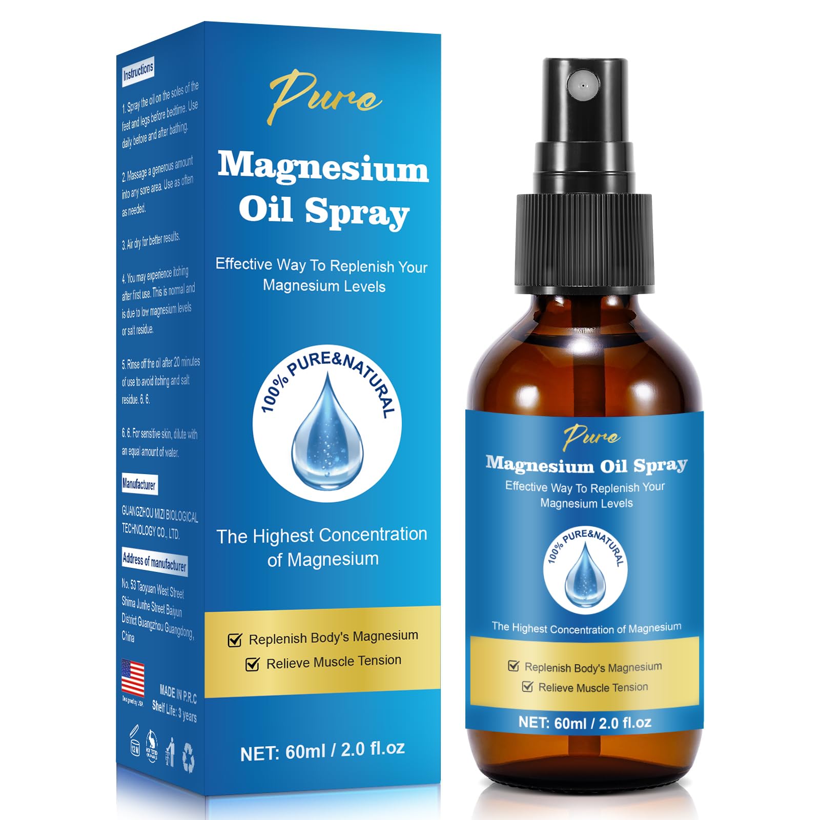 CtoCone Pure Magnesium Oil Spray bottle close-up for easy topical absorption.