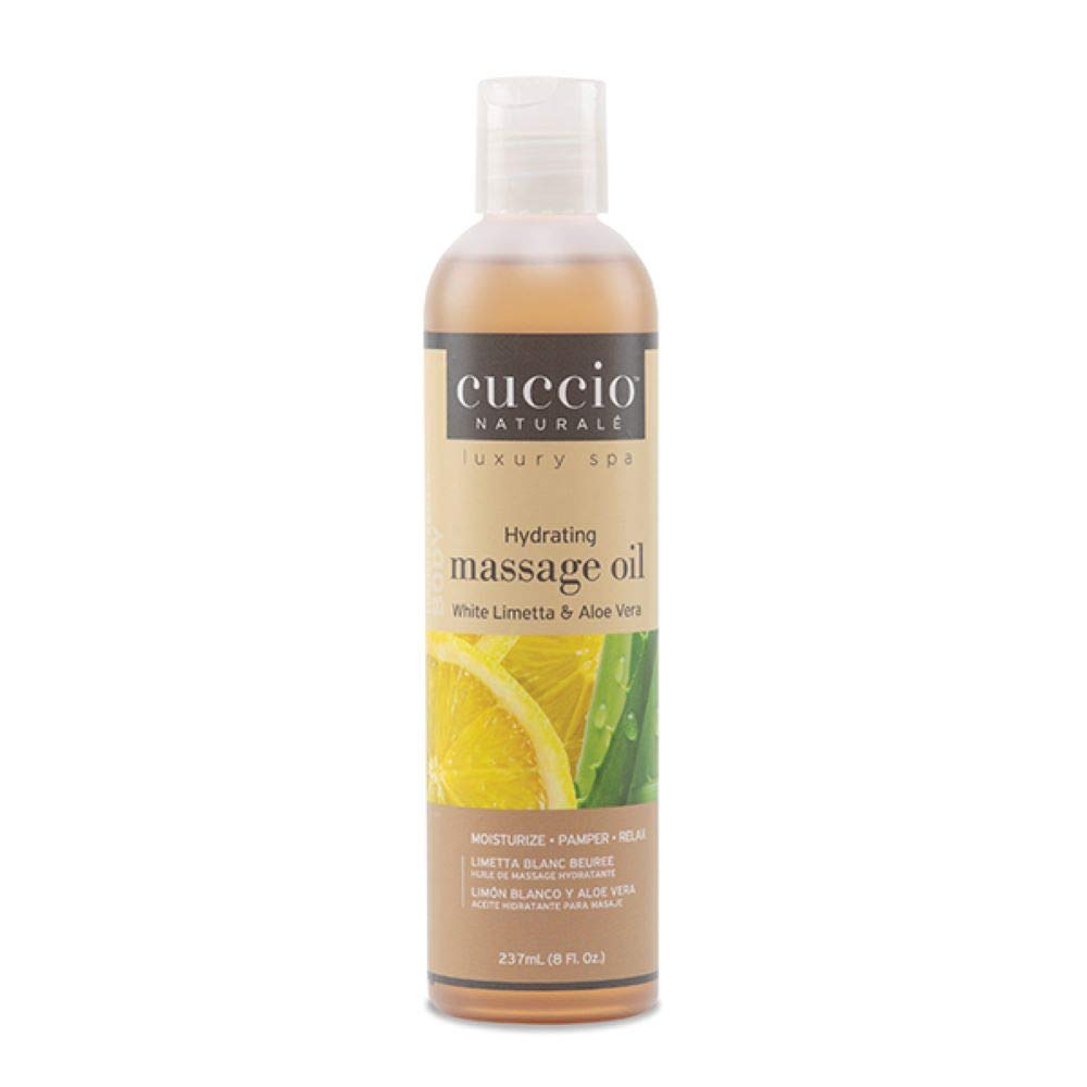 Cuccio Naturale Massage Oil bottle pour for quick at-home hydration and relaxation.