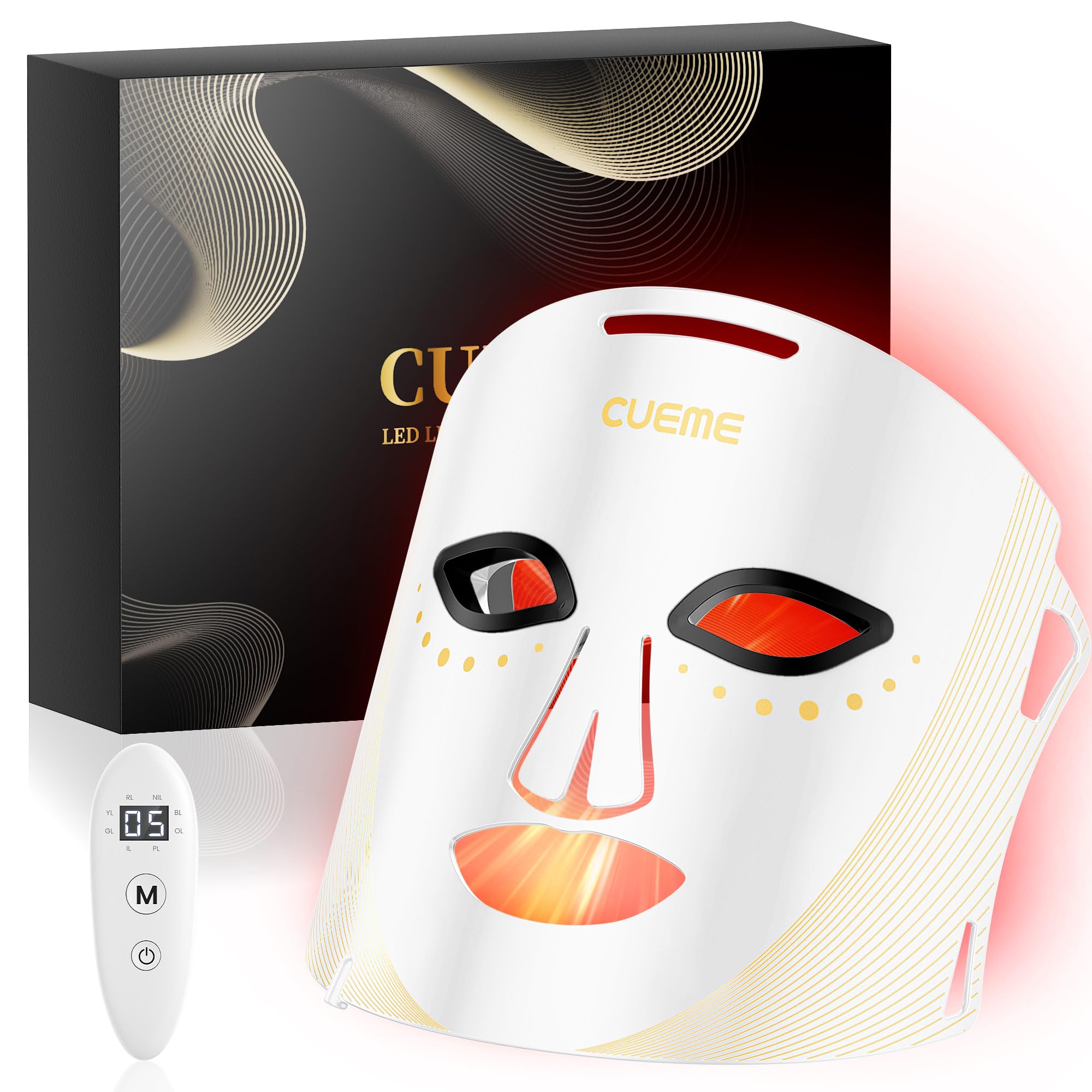 CUEME LED light therapy mask for at-home wrinkle reduction.