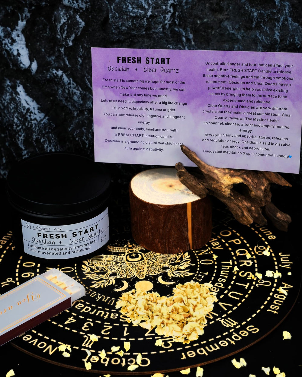 CULACEE Crystal Candles bergamot and cassis scent lifts mood for focus.