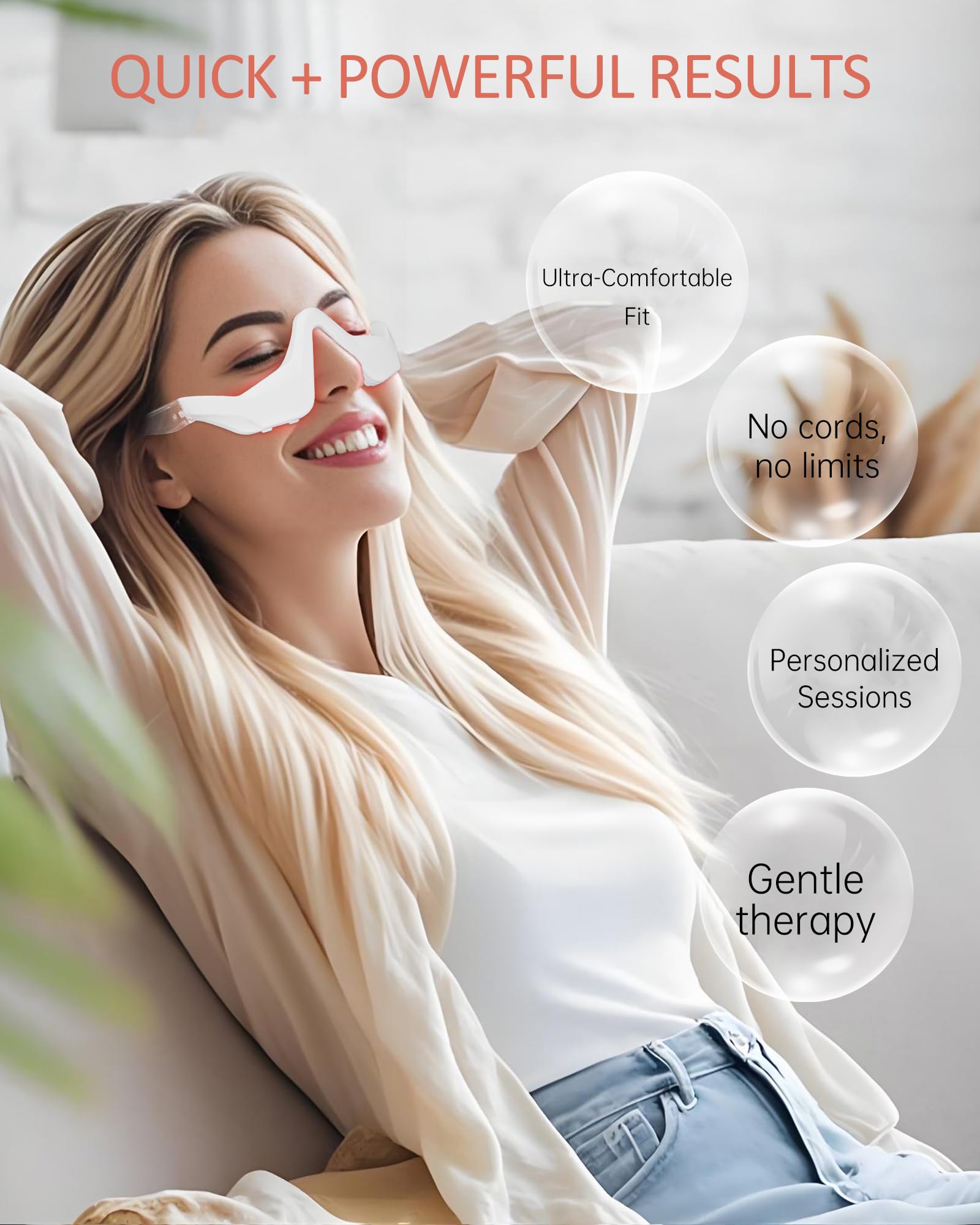 CULMINING eye therapy glasses handsfree wear enables multitasking during rejuvenation.