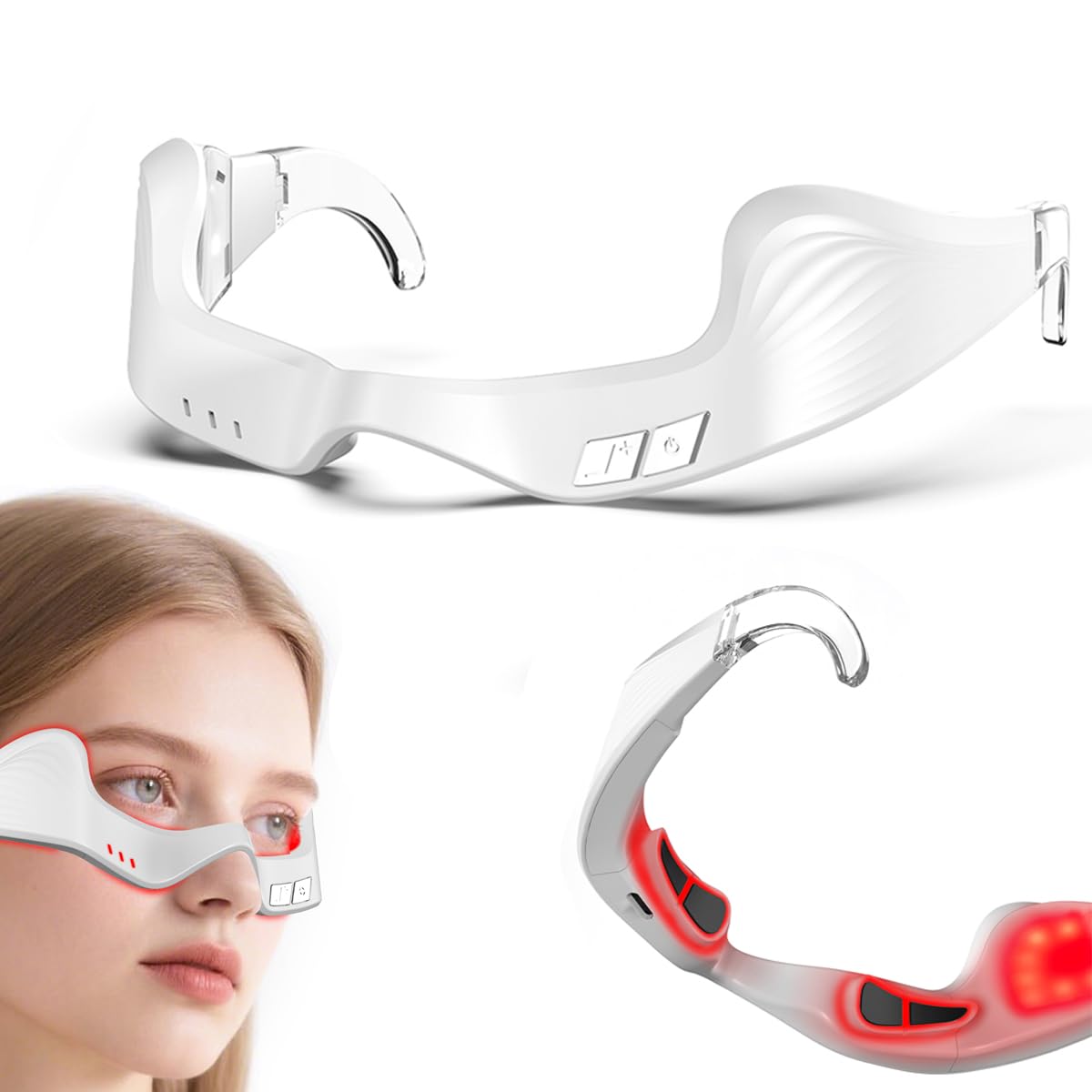 CULMINING Under Eye Red Light Glasses 650nm for targeted eye rejuvenation.