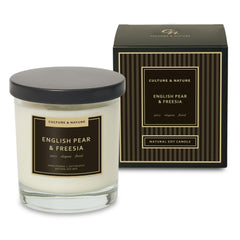 Culture & Nature soy candle close-up reveals clean burn with minimal soot.