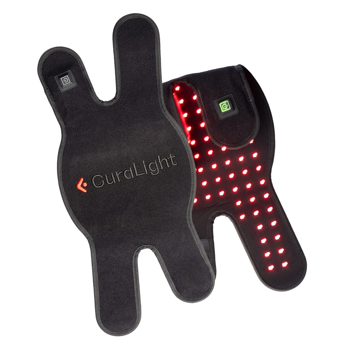 CURALIGHT red light therapy knee wrap for targeted pain relief during activity.