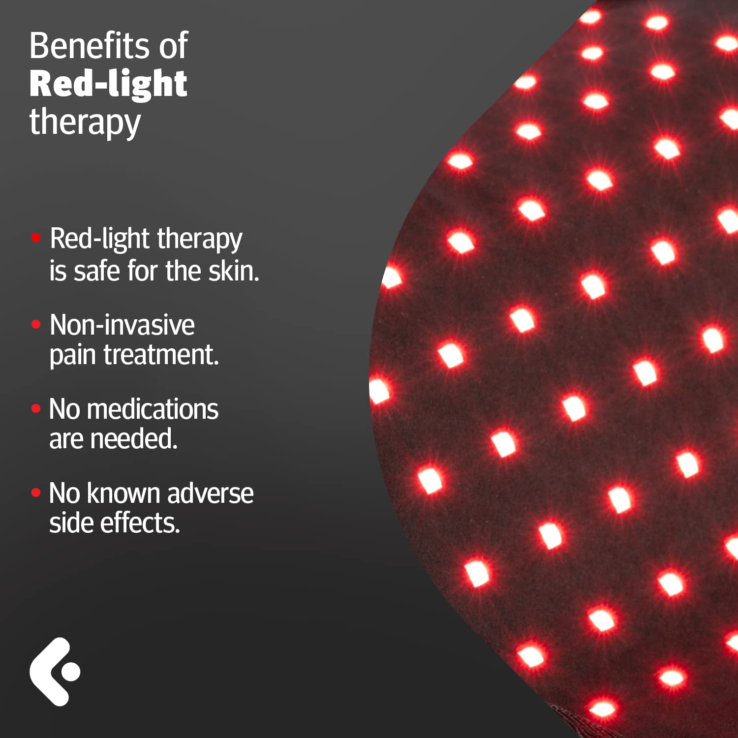 CURALIGHT shoulder and joint pain pad shown for versatile use.