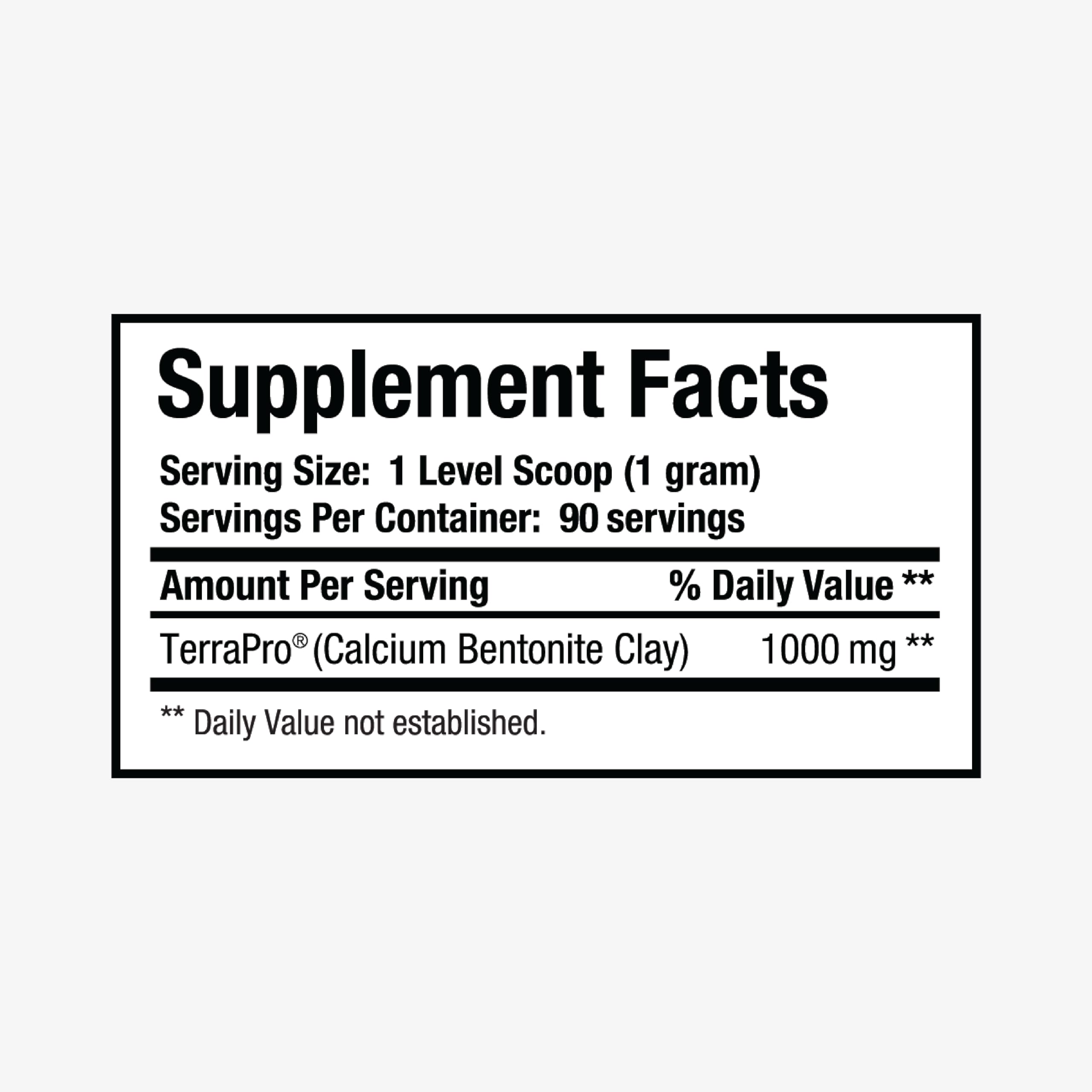 CurcuminPro TerraPro Bentonite Clay jar on shelf signaling long shelf life