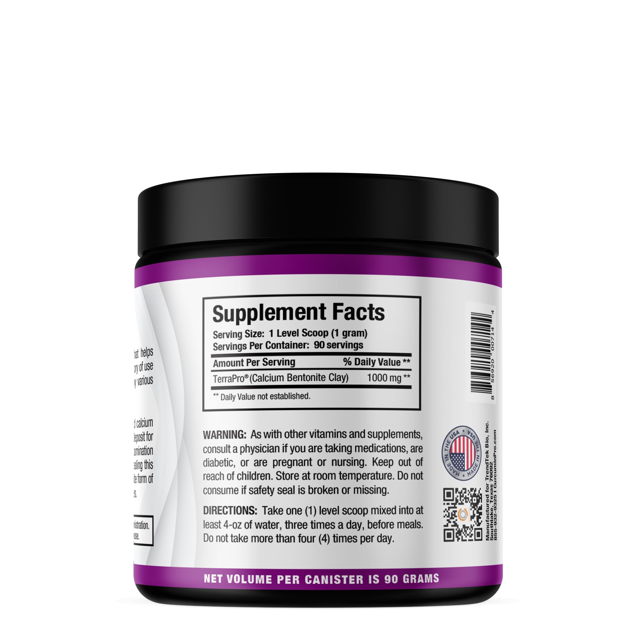 CurcuminPro TerraPro Bentonite Clay powder packaging designed for bulk supplement use