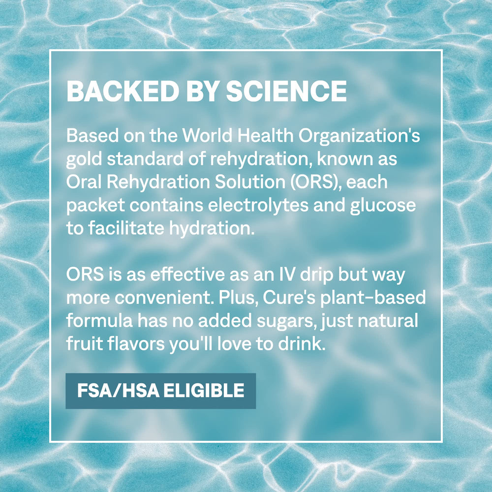 Cure Hydration bottle with electrolyte drink in action.