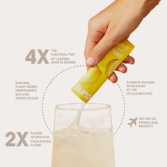 Cure Hydration coconut-water powder close-up highlights natural ingredients.