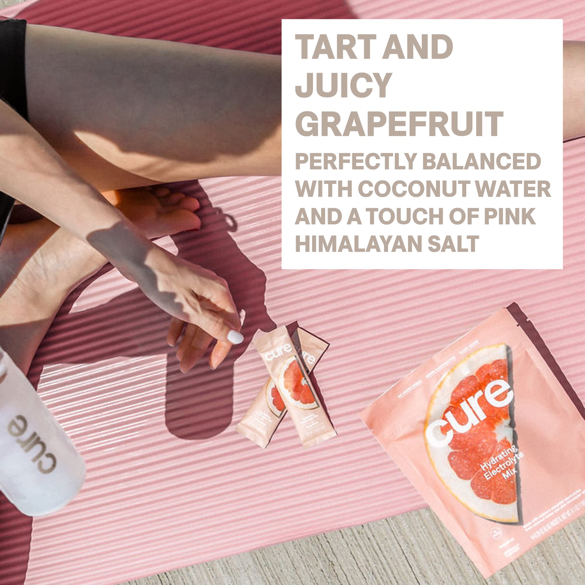 Cure Hydration grapefruit real fruit juice note signals natural flavor.