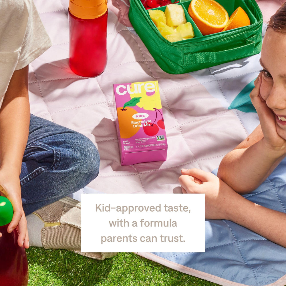 Cure Hydration label non-GMO, gluten-free, kosher certified closeup.