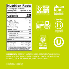 Cure Hydration lime packet being poured into water for quick hydration.