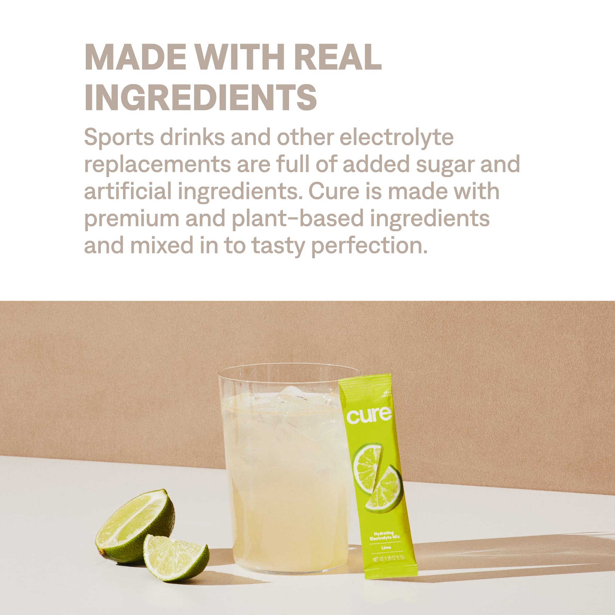 Cure Hydration lime sachet suitable for kids and sports.