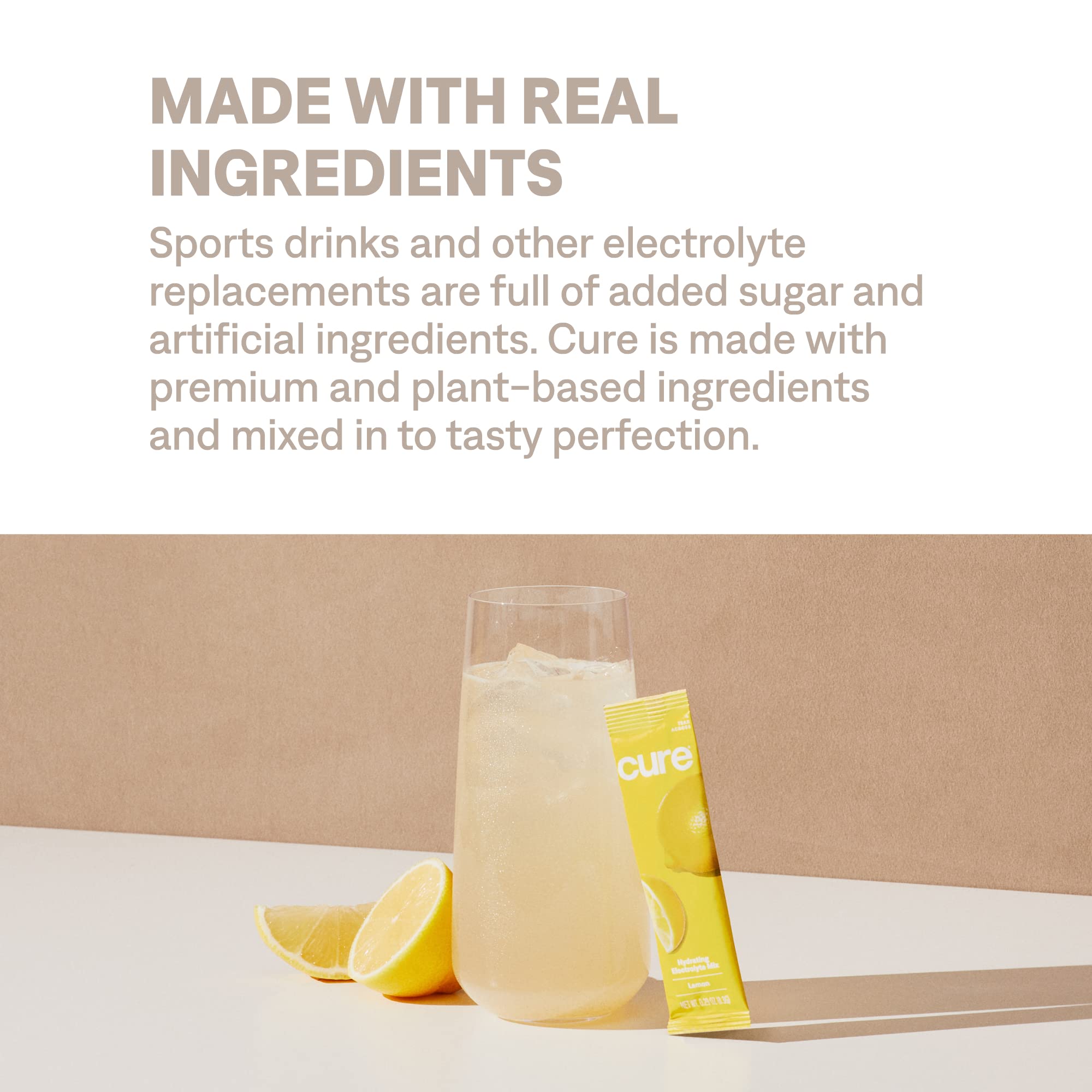 Serving scoop and powder on kitchen counter emphasizes convenience.