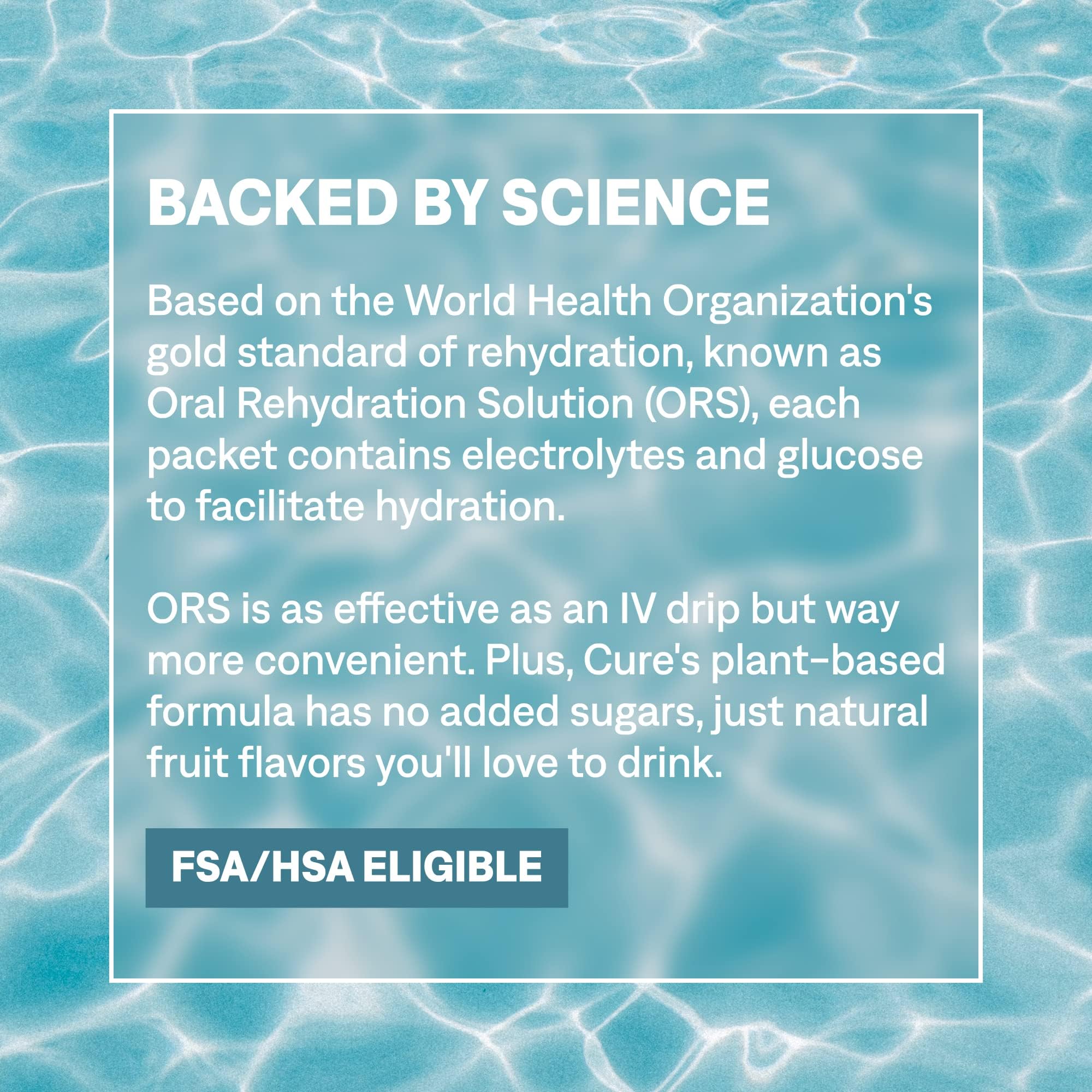 Cure Hydration vegan and non-GMO certification badge on packaging.