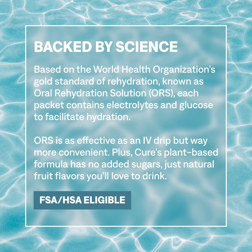 Cure Hydration vegan and non-GMO certification badge on packaging.